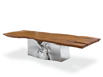 KAURI RIFLESSI MILLENARI - Rectangular table with top in Kauri wood and steel base by Riva 1920 - view 2